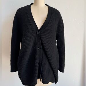 Quince Black Cashmere Button-Up Cardigan